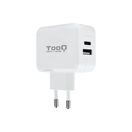 cargador smartphone/tablet tooq usb 3.0 + usb c 27w fast charger white