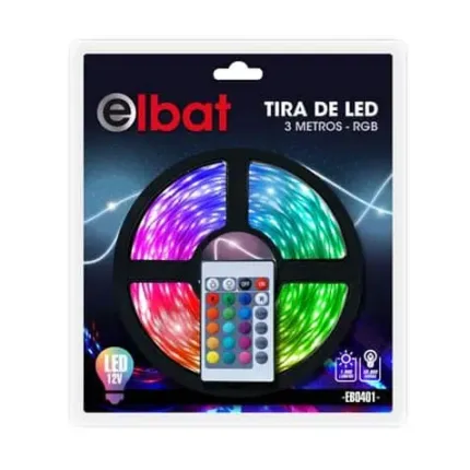 tira de led 12v 3 metros rgb elbat