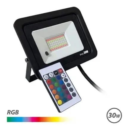 foco led rgb 30w + mando elbat
