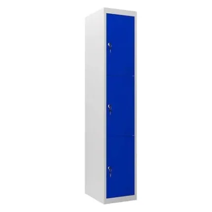 taquilla metÁlica 3 puertas 1800x300x500mm azul cromad