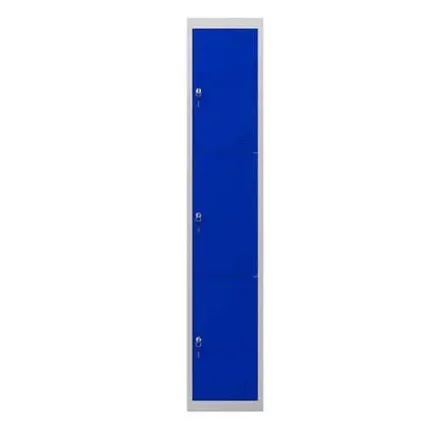 taquilla metÁlica 3 puertas 1800x300x500mm azul cromad
