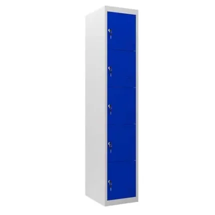 taquilla metÁlica 5 puertas 1800x300x500mm azul cromad