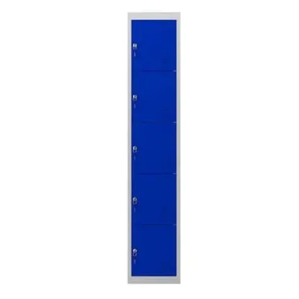taquilla metÁlica 5 puertas 1800x300x500mm azul cromad