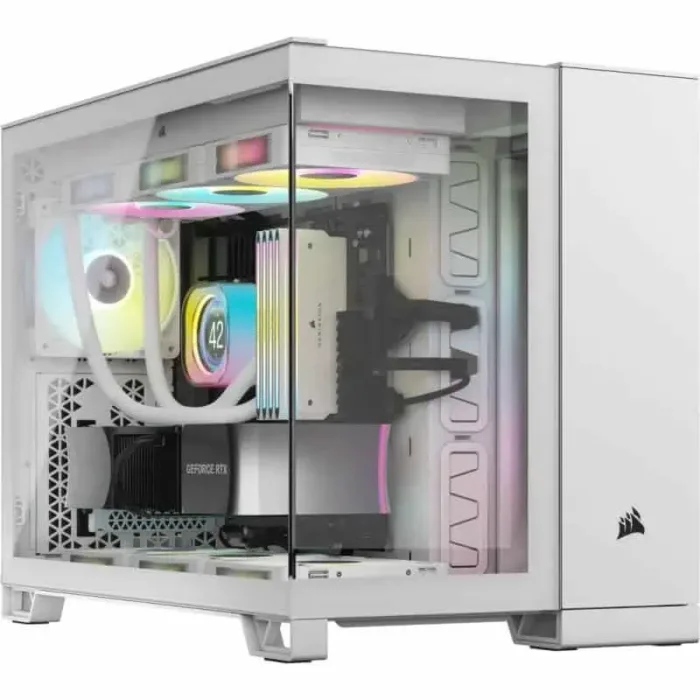 caja ordenador gaming corsair 2500x cristal templado white