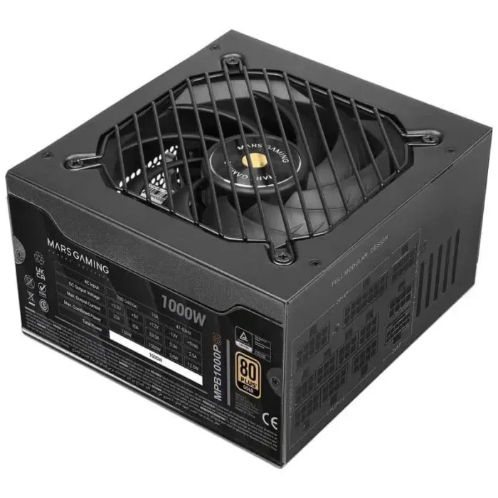 fuente de alimentacion mars gaming mbp 1000w 80+ gold modular black