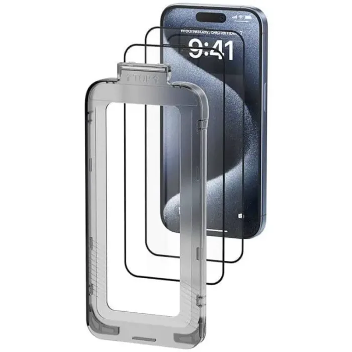 protector pantalla vention cristal templado iphone 15 pro + herramienta instalacion