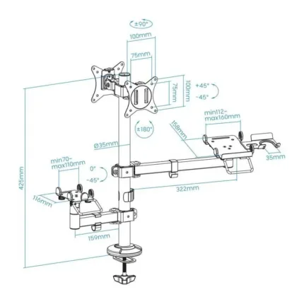 soporte de mesa avpos 4 1 para tpv/monitor/impresora/datafono