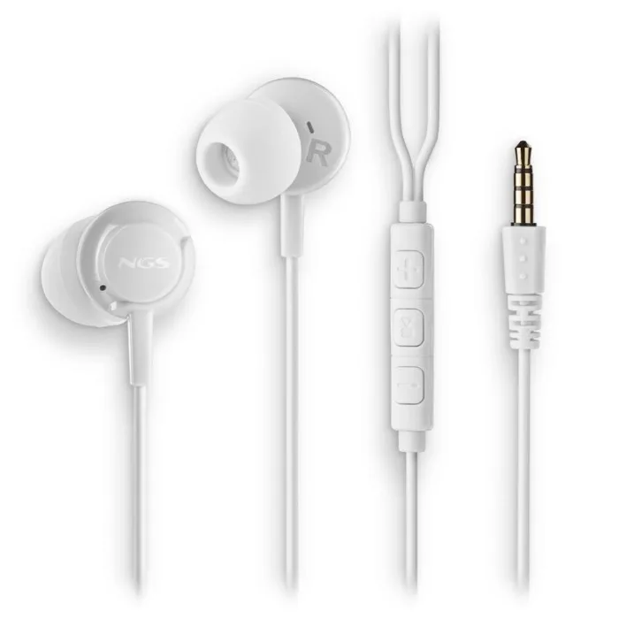 auriculares + microfono ngs drift in ear jack 3,5mm white