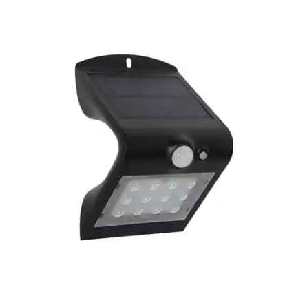 Lámpara solar con panel y LED para iluminación exterior y seguridad en espacios abiertos.
