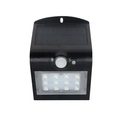 Lámpara solar con panel fotovoltaico y LED para exteriores.