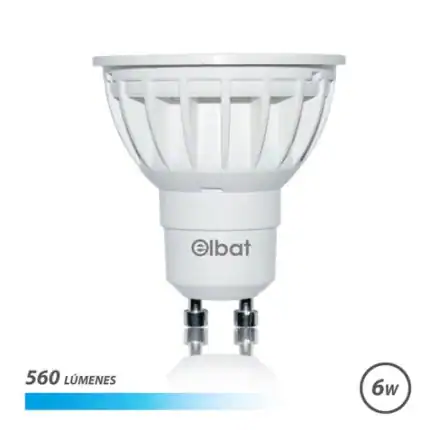 Lámpara LED GU10 6W, 560 lúmenes, ideal para iluminación eficiente en Canary Islands.