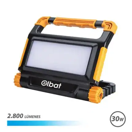 Lámpara LED portátil resistente con 2800 lúmenes y 30W, ideal para trabajos en exteriores y emergenc.