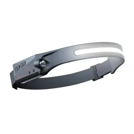Auriculares inteligentes con diadema y luz LED para audio y llamadas.