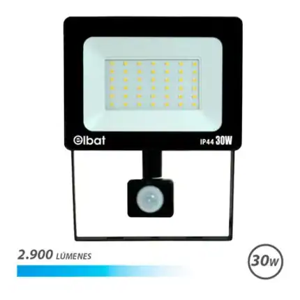 Lámpara LED de exterior con sensor de movimiento y 30W.