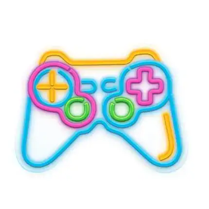 Control de videojuegos neon, consola gaming, accesorios de juegos.