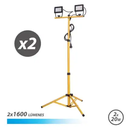 Lámparas LED portátiles con doble luz de 1600 lúmenes y 20W, ideales para trabajos en altura y zonas.