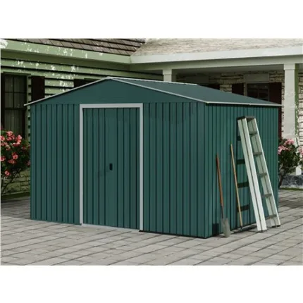 caseta de metal | puertas correderas 304.5x243x214.5cm (7.4m2) verde sungar