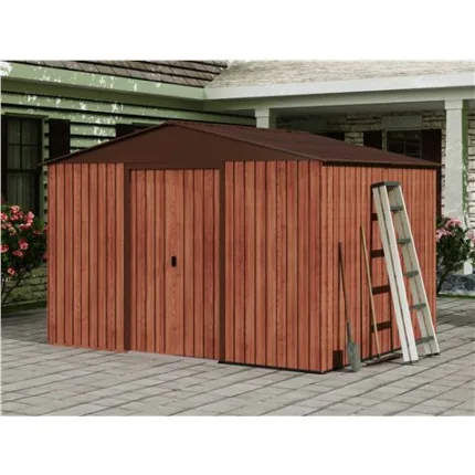 caseta de metal | puertas correderas 304.5x243x214.5 (7.4m2) efecto madera
