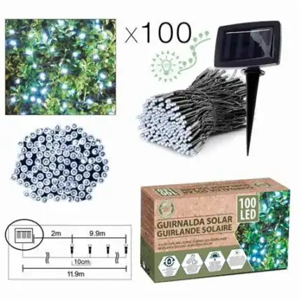 Luces solares LED para jardín y exteriores, iluminación decorativa con 100 LEDs y panel solar eficie.