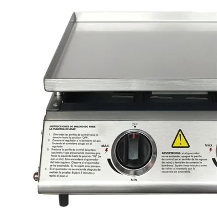 plancha de asar 2 fuegos inoxidable muvip