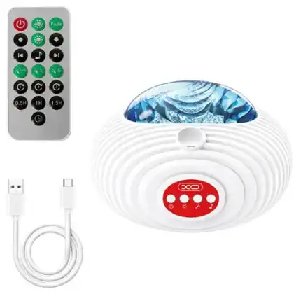 Altavoz acuático con control remoto y cable USB, ideal para entretenimiento y sonido en casa o en la.