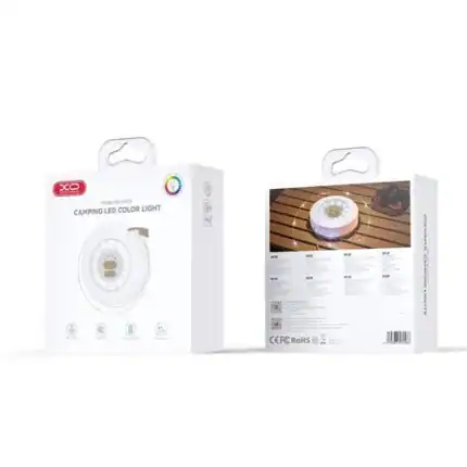 Lámpara LED de camping con control de color y energía eficiente, ideal para actividades al aire libr.