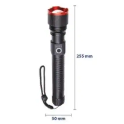 Linterna táctica LED compacta y resistente para actividades al aire libre y emergencias.