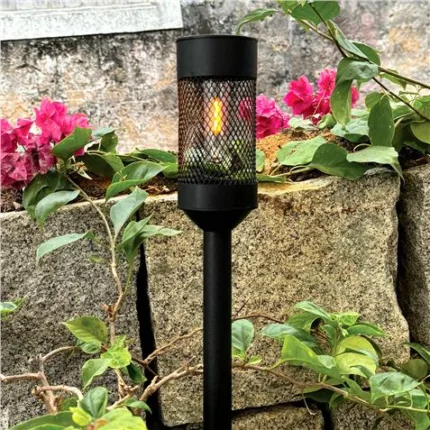 estaca solar con malla de acero luz calida 72x72mm