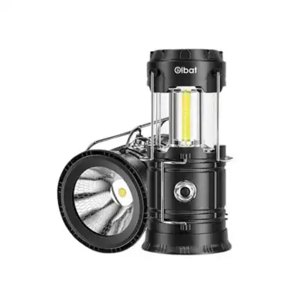 Lámpara LED portátil Elbat para camping, emergencias y actividades al aire libre. Alta potencia y du.