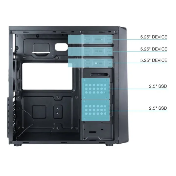 caja ordenador tooq atx usb 3.0 black ( sin fuente )