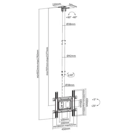 soporte techo tv 32 70 cromad