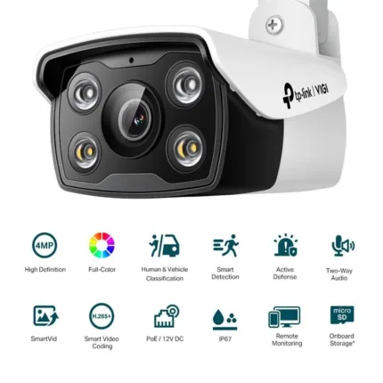 camara ip tp link vigi bullet exterior microsd 4mp 4mm ir 30m ip67 poe