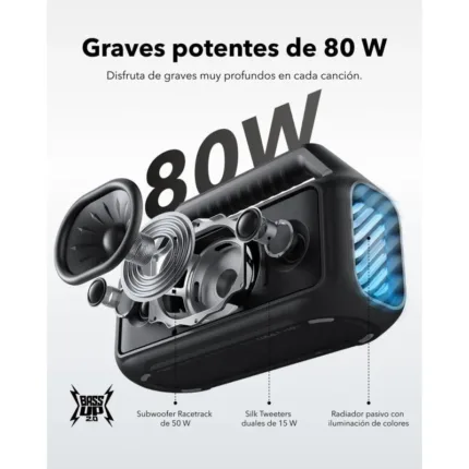 altavoz soundcore boom 2 80w bluetooth ipx7 black