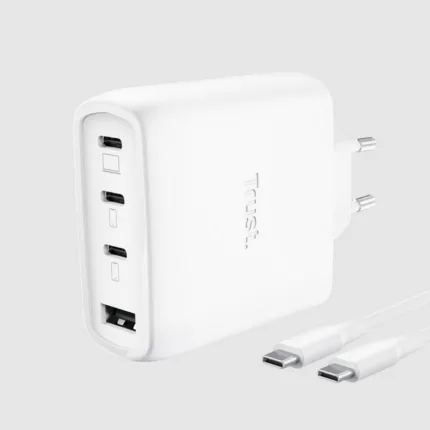 cargador trust maxo 3xusb c 1xusb a 65w + cable usb c 2m white
