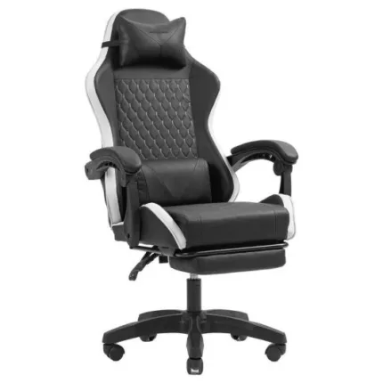 silla gaming mars gaming mgc x ergonomico reposapies cuero pu white/black
