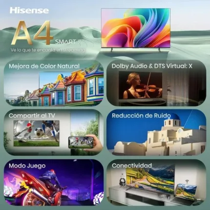 Televisor Hisense 40 Qled Fhd con funciones inteligentes y conectividad WiFi.