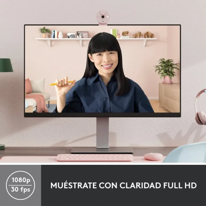 webcam logitech brio 300 fhd usb c rose